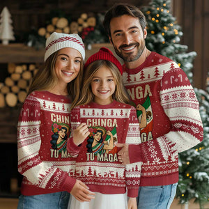 Chinga Tu Maga Protest Ugly Christmas Sweater Funny Mexican Women TS14 Red Beige Print Your Wear