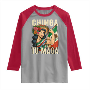Chinga Tu Maga Protest Raglan Shirt Funny Mexican Women TS14 Sport Gray Red Print Your Wear
