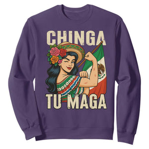 Chinga Tu Maga Protest Sweatshirt Funny Mexican Women TS14 Purple Print Your Wear