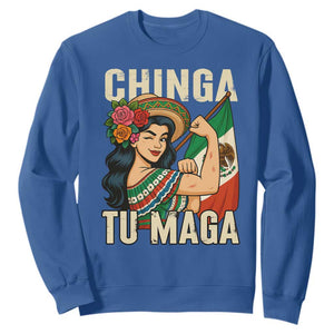 Chinga Tu Maga Protest Sweatshirt Funny Mexican Women TS14 Royal Blue Print Your Wear