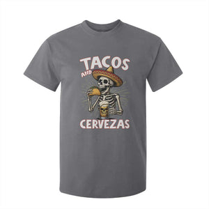 Tacos and Cervezas T Shirt For Kid Funny Skeleton Drinking Beer Lovers TS14 Charcoal Print Your Wear