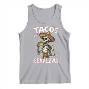 Tacos and Cervezas Tank Top Funny Skeleton Drinking Beer Lovers TS14 Athletic Heather Print Your Wear