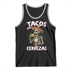 Tacos and Cervezas Tank Top Funny Skeleton Drinking Beer Lovers TS14 Black Athletic Heather Print Your Wear