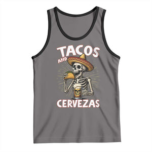 Tacos and Cervezas Tank Top Funny Skeleton Drinking Beer Lovers TS14 Deep Heather Black Print Your Wear