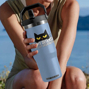 Sarcastic Black Cat Flip Straw Tumbler In My Defense I Was Left Unsupervised TS14 One Size: 30 oz Light Blue Print Your Wear