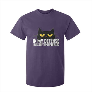 Sarcastic Black Cat T Shirt For Kid In My Defense I Was Left Unsupervised TS14 Purple Print Your Wear
