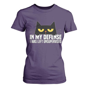 Sarcastic Black Cat T Shirt For Women In My Defense I Was Left Unsupervised TS14 Purple Print Your Wear