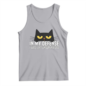 Sarcastic Black Cat Tank Top In My Defense I Was Left Unsupervised TS14 Athletic Heather Print Your Wear