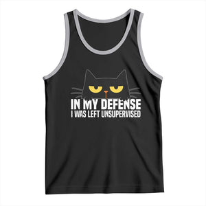 Sarcastic Black Cat Tank Top In My Defense I Was Left Unsupervised TS14 Black Athletic Heather Print Your Wear