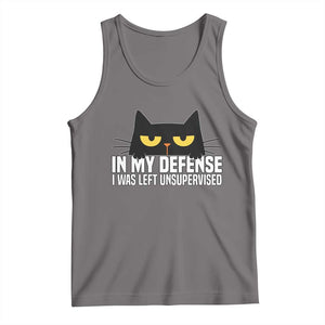 Sarcastic Black Cat Tank Top In My Defense I Was Left Unsupervised TS14 Deep Heather Print Your Wear