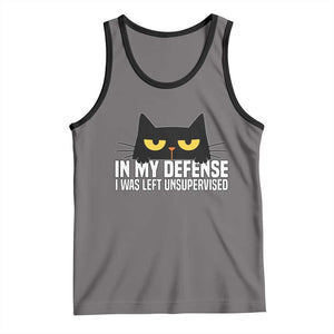 Sarcastic Black Cat Tank Top In My Defense I Was Left Unsupervised TS14 Deep Heather Black Print Your Wear