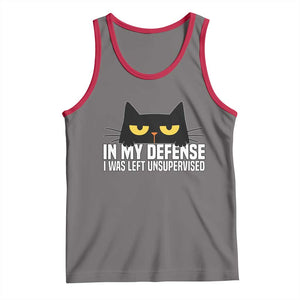 Sarcastic Black Cat Tank Top In My Defense I Was Left Unsupervised TS14 Deep Heather Red Print Your Wear