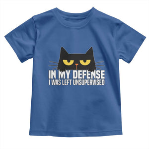 Sarcastic Black Cat Toddler T Shirt In My Defense I Was Left Unsupervised TS14 Royal Blue Print Your Wear