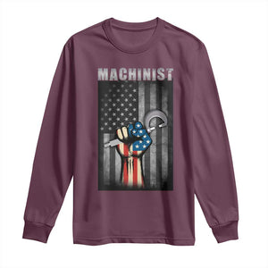 Machinist Patriotic US Flag Long Sleeve Shirt TS14 Maroon Print Your Wear