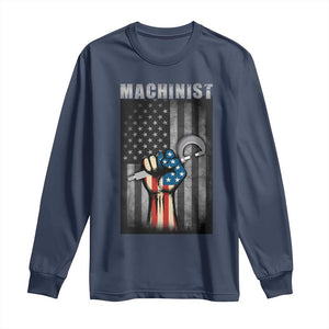 Machinist Patriotic US Flag Long Sleeve Shirt TS14 Navy Print Your Wear