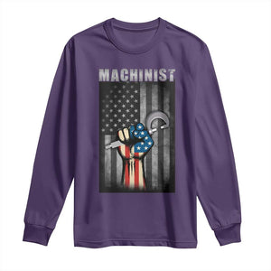 Machinist Patriotic US Flag Long Sleeve Shirt TS14 Purple Print Your Wear