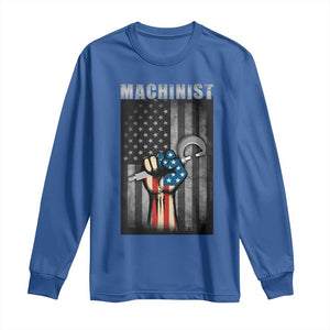 Machinist Patriotic US Flag Long Sleeve Shirt TS14 Royal Blue Print Your Wear