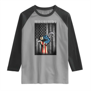 Machinist Patriotic US Flag Raglan Shirt TS14 Sport Gray Black Print Your Wear