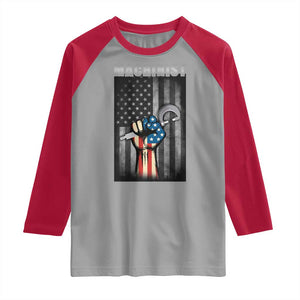 Machinist Patriotic US Flag Raglan Shirt TS14 Sport Gray Red Print Your Wear