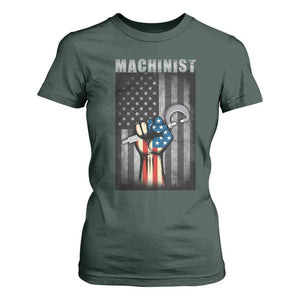 Machinist Patriotic US Flag T Shirt For Women TS14 Dark Forest Green Print Your Wear