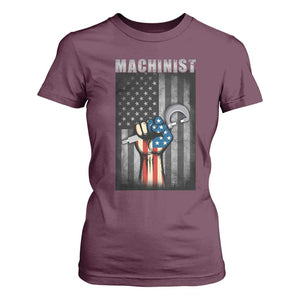 Machinist Patriotic US Flag T Shirt For Women TS14 Maroon Print Your Wear