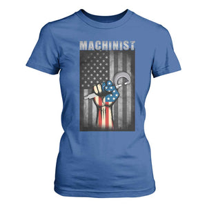 Machinist Patriotic US Flag T Shirt For Women TS14 Royal Blue Print Your Wear