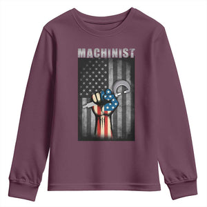 Machinist Patriotic US Flag Youth Sweatshirt TS14 Maroon Print Your Wear