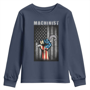 Machinist Patriotic US Flag Youth Sweatshirt TS14 Navy Print Your Wear