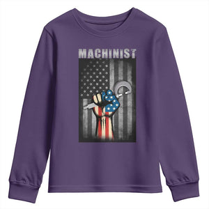 Machinist Patriotic US Flag Youth Sweatshirt TS14 Purple Print Your Wear