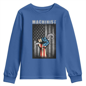 Machinist Patriotic US Flag Youth Sweatshirt TS14 Royal Blue Print Your Wear