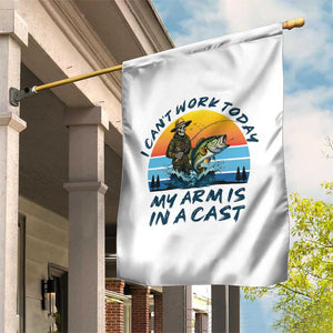 Funny Skeleton Camo Fishing Garden Flag I Can Not Work Today My Arm Is In A Cast TS14 Print Your Wear