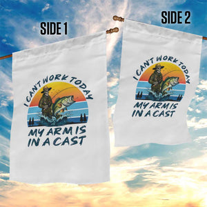 Funny Skeleton Camo Fishing Garden Flag I Can Not Work Today My Arm Is In A Cast TS14 Print Your Wear