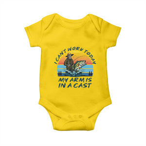 Funny Skeleton Camo Fishing Baby Onesie I Can Not Work Today My Arm Is In A Cast TS14 Daisy Print Your Wear