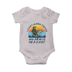 Funny Skeleton Camo Fishing Baby Onesie I Can Not Work Today My Arm Is In A Cast TS14 Ice Gray Print Your Wear