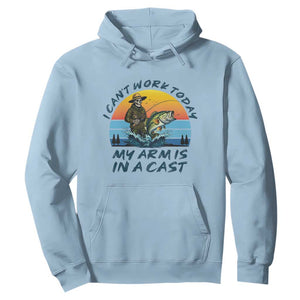 Funny Skeleton Camo Fishing Hoodie I Can Not Work Today My Arm Is In A Cast TS14 Light Blue Print Your Wear