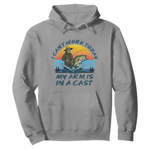 Funny Skeleton Camo Fishing Hoodie I Can Not Work Today My Arm Is In A Cast TS14 Sport Gray Print Your Wear