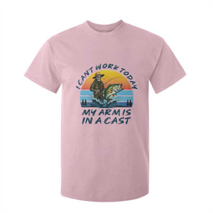 Funny Skeleton Camo Fishing T Shirt For Kid I Can Not Work Today My Arm Is In A Cast TS14 Light Pink Print Your Wear