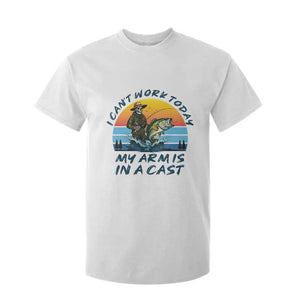 Funny Skeleton Camo Fishing T Shirt For Kid I Can Not Work Today My Arm Is In A Cast TS14 White Print Your Wear