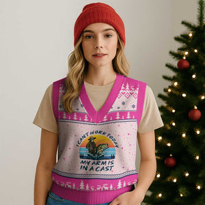 Funny Skeleton Camo Fishing V-Neck Knit Sweater Vest I Can Not Work Today My Arm Is In A Cast TS14 Hot Pink Print Your Wear