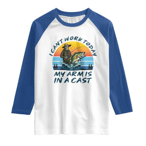 Funny Skeleton Camo Fishing Raglan Shirt I Can Not Work Today My Arm Is In A Cast TS14 White Royal Print Your Wear