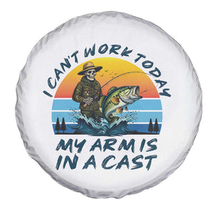Funny Skeleton Camo Fishing Spare Tire Cover I Can Not Work Today My Arm Is In A Cast TS14 Print Your Wear