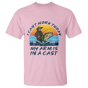 Funny Skeleton Camo Fishing T Shirt I Can Not Work Today My Arm Is In A Cast TS14 Light Pink Print Your Wear