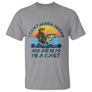 Funny Skeleton Camo Fishing T Shirt I Can Not Work Today My Arm Is In A Cast TS14 Sport Gray Print Your Wear