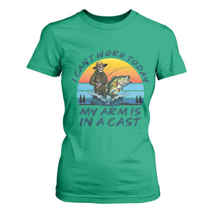 Funny Skeleton Camo Fishing T Shirt For Women I Can Not Work Today My Arm Is In A Cast TS14 Irish Green Print Your Wear