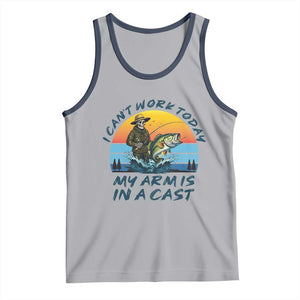 Funny Skeleton Camo Fishing Tank Top I Can Not Work Today My Arm Is In A Cast TS14 Athletic Heather Navy Print Your Wear