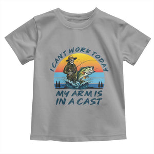 Funny Skeleton Camo Fishing Toddler T Shirt I Can Not Work Today My Arm Is In A Cast TS14 Sport Gray Print Your Wear