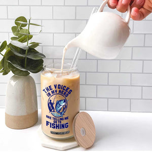 Funny Fisherman Glass Can The Voices In My Head Are Telling Me To Go Fishing TS14 Print Your Wear