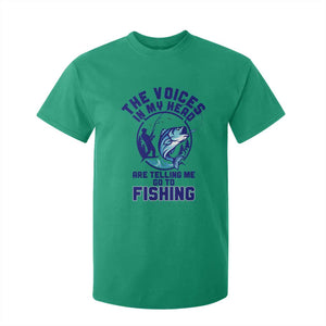 Funny Fisherman T Shirt For Kid The Voices In My Head Are Telling Me To Go Fishing TS14 Irish Green Print Your Wear