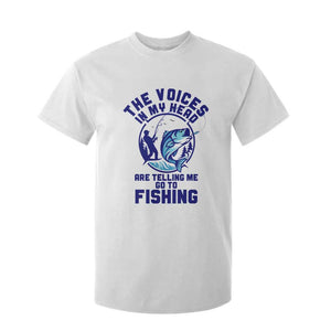 Funny Fisherman T Shirt For Kid The Voices In My Head Are Telling Me To Go Fishing TS14 White Print Your Wear