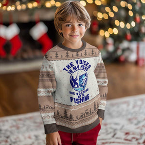 Funny Fisherman Ugly Christmas Sweater The Voices In My Head Are Telling Me To Go Fishing TS14 Mocha Mousse Print Your Wear